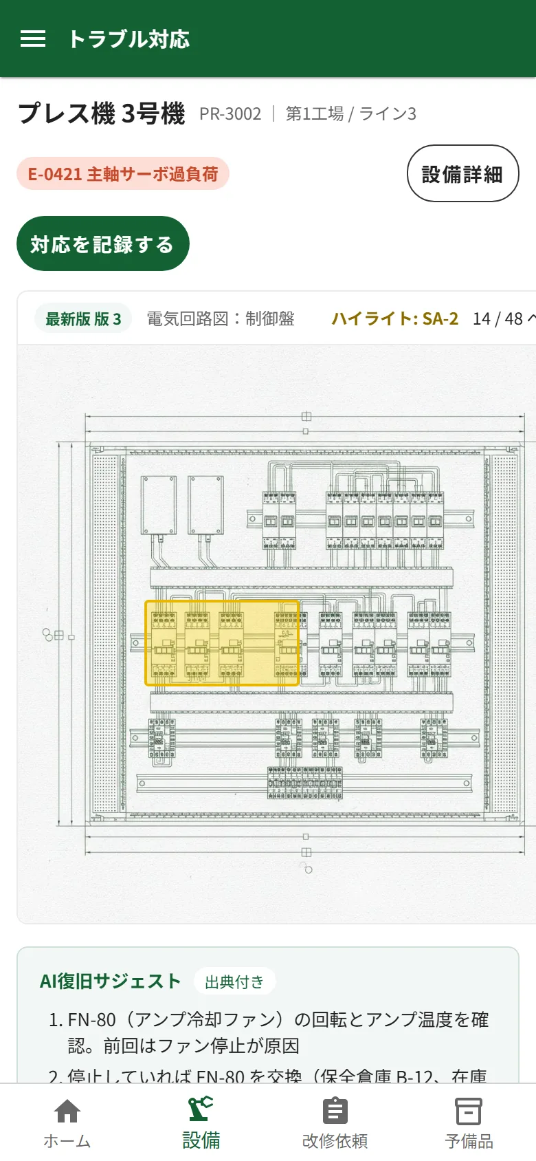 スマートフォンのトラブル対応画面