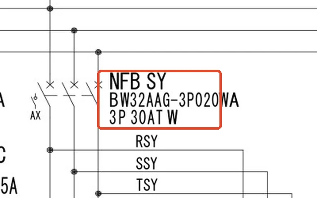 配線用遮断器 NFB SY の型式と定格