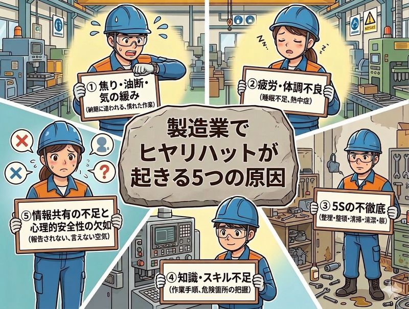 製造業でヒヤリハットが起きる5つの原因